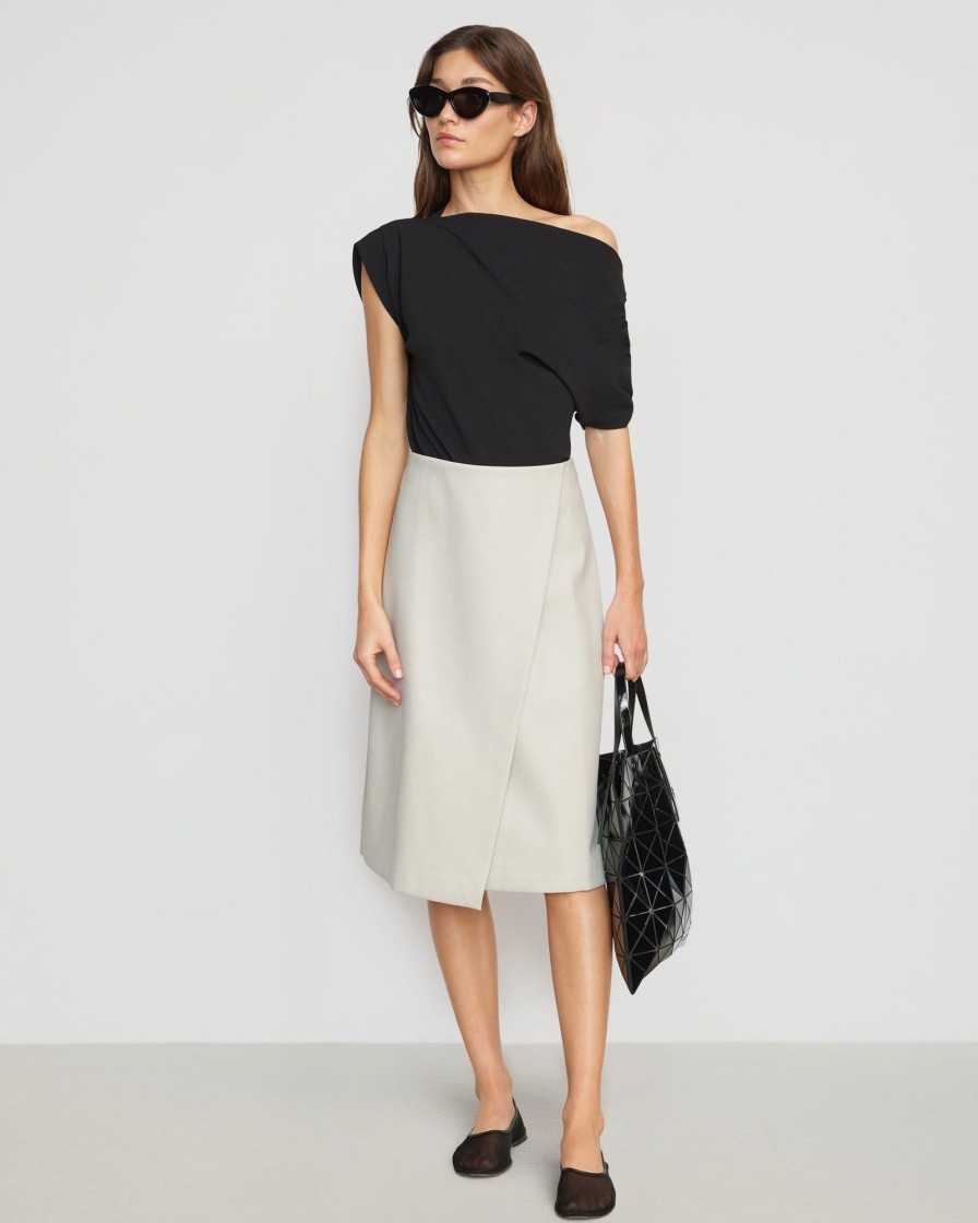 Clothing Hua Jia | Alba Asymmetric Vegan Leather Skirt