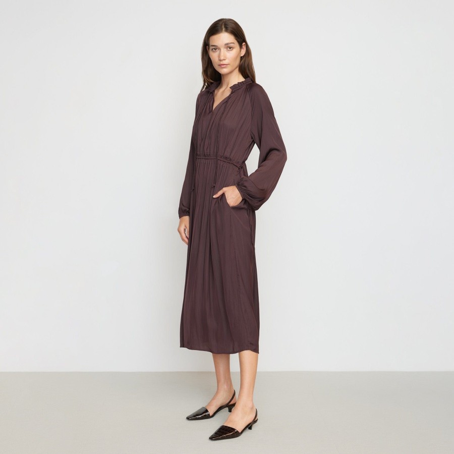 Clothing Hua Jia | Magdalena Long Sleeve Plisse Dress