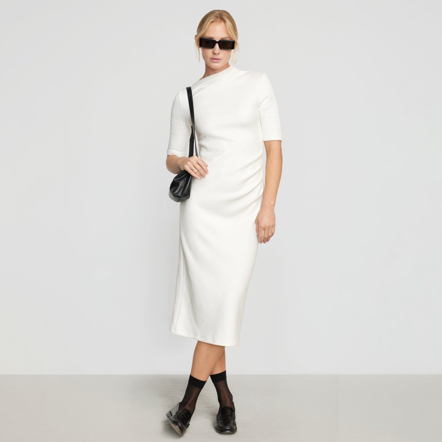 Clothing Hua Jia | Evie Ribbed Knit Jersey Dress