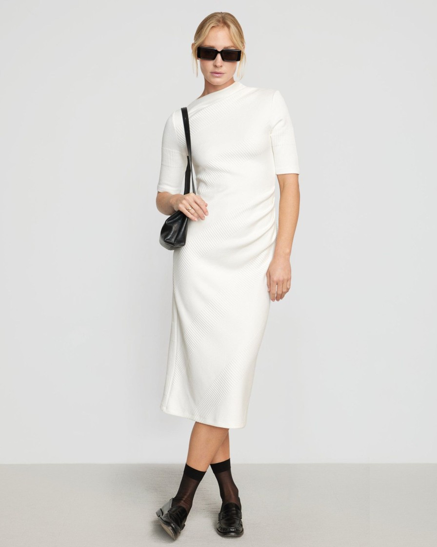 Clothing Hua Jia | Evie Ribbed Knit Jersey Dress