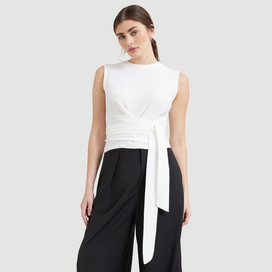 Clothing Brilliant Wise Corporation Limited | Rumi Cropped Tie-Front Sleeveless Tee