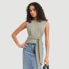 Clothing UBASE INTERNATIONAL, INC. | Mimi Cropped Sleeveless Wrap Tee