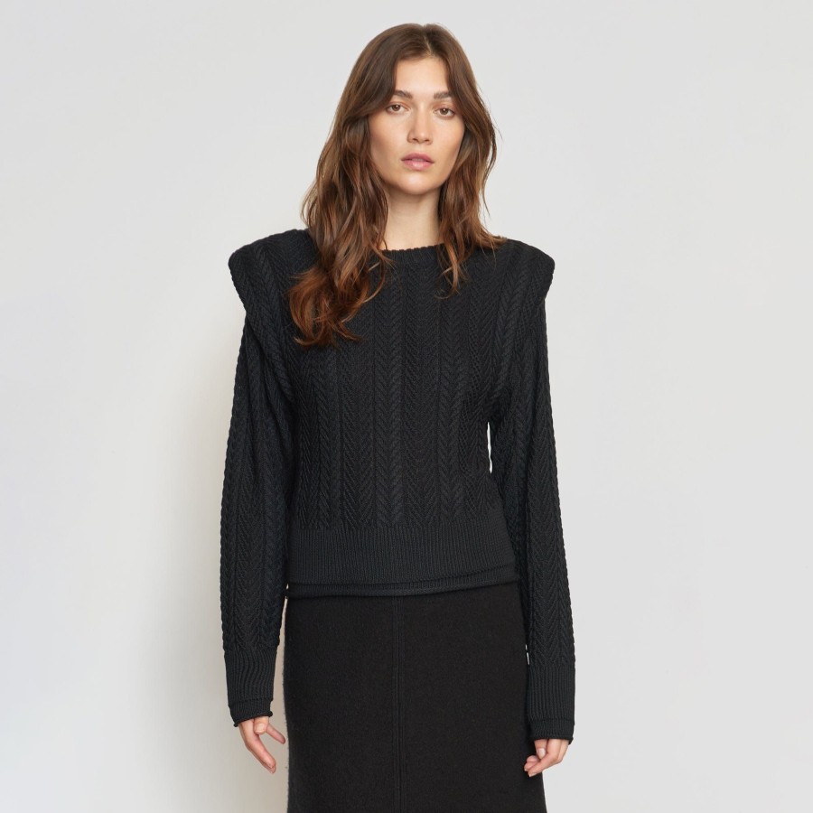 Clothing Expert Group Limited | Ziren Cuffed-Shoulder Cable Knit Sweater