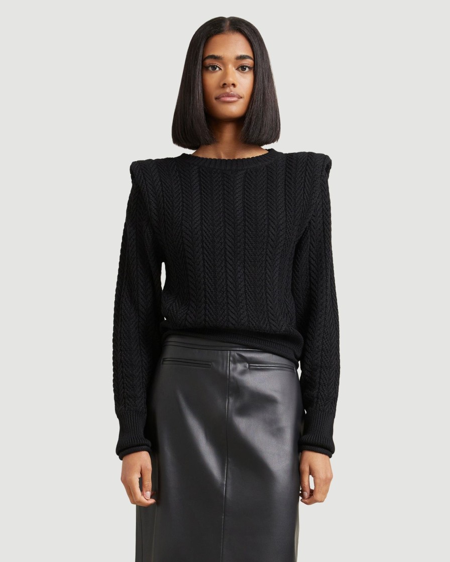 Clothing Expert Group Limited | Ziren Cuffed-Shoulder Cable Knit Sweater