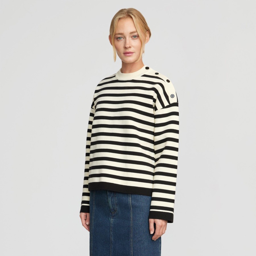 Clothing Brilliant Wise Corporation Limited | Alexa Striped Button Placket Sweater