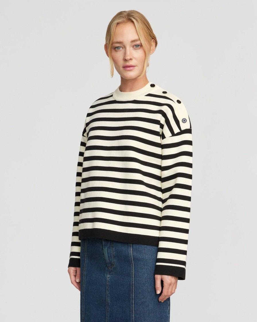 Clothing Brilliant Wise Corporation Limited | Alexa Striped Button Placket Sweater