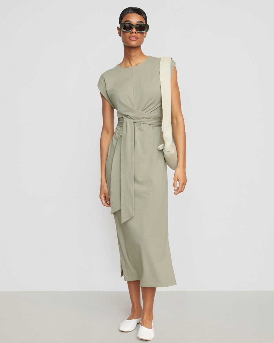 Clothing UBASE INTERNATIONAL, INC. | Fei Organic Cotton Tie-Front Midi Dress