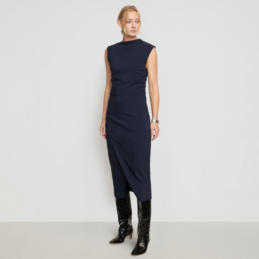 Clothing Hua Jia | Manon Asymmetric-Neck Ruched Dress