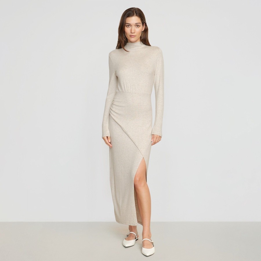 Clothing No Less Than | Suki Mock-Neck Long Sleeve Dress