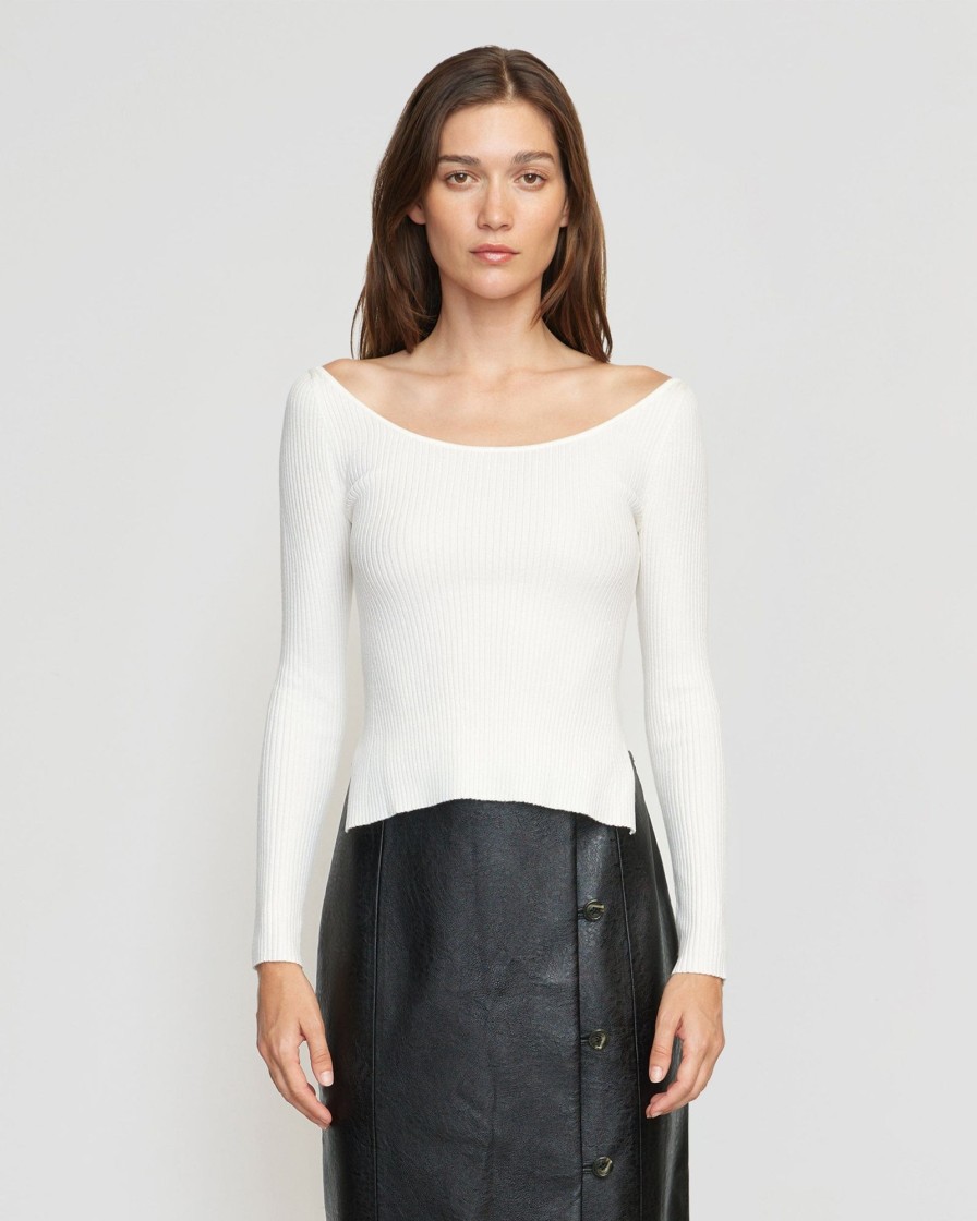 Clothing Brilliant Wise Corporation Limited | Thais Off-Shoulder Ribbed Sweater