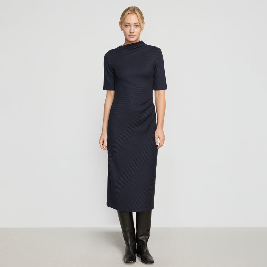 Clothing Hua Jia | Evie Ribbed Knit Jersey Dress