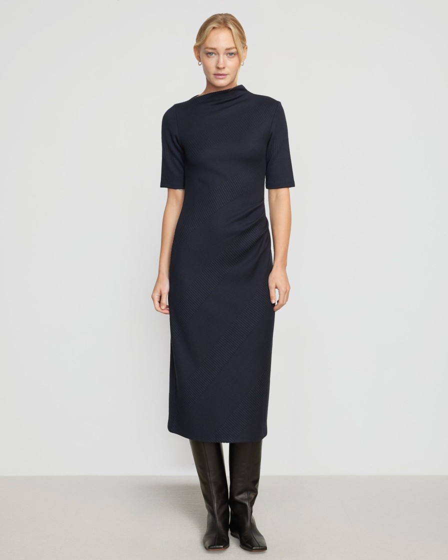 Clothing Hua Jia | Evie Ribbed Knit Jersey Dress