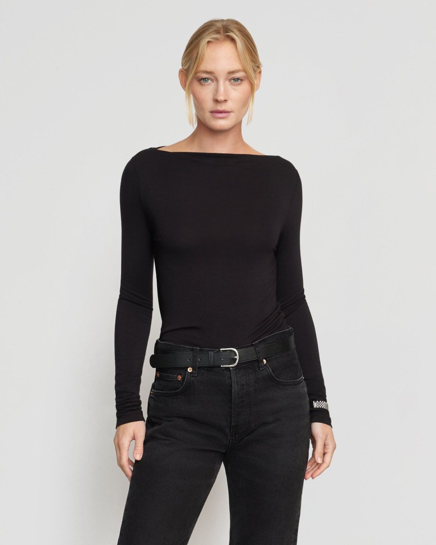 Clothing UBASE INTERNATIONAL, INC. | Layla Slit-Neck Long-Sleeve Tee