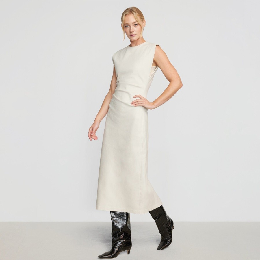 Clothing Hua Jia | Iman Cotton Twill Split-Hem Dress