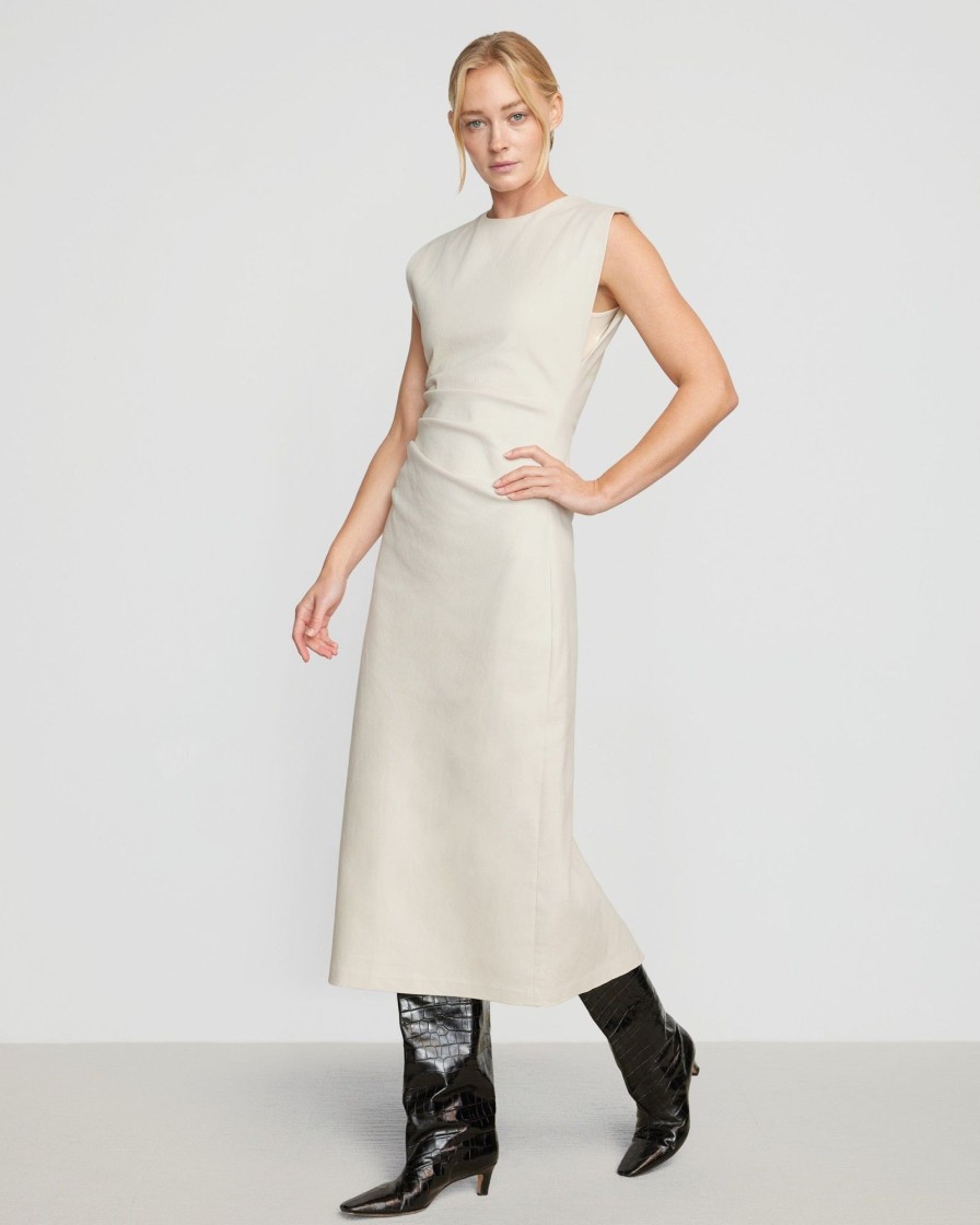 Clothing Hua Jia | Iman Cotton Twill Split-Hem Dress