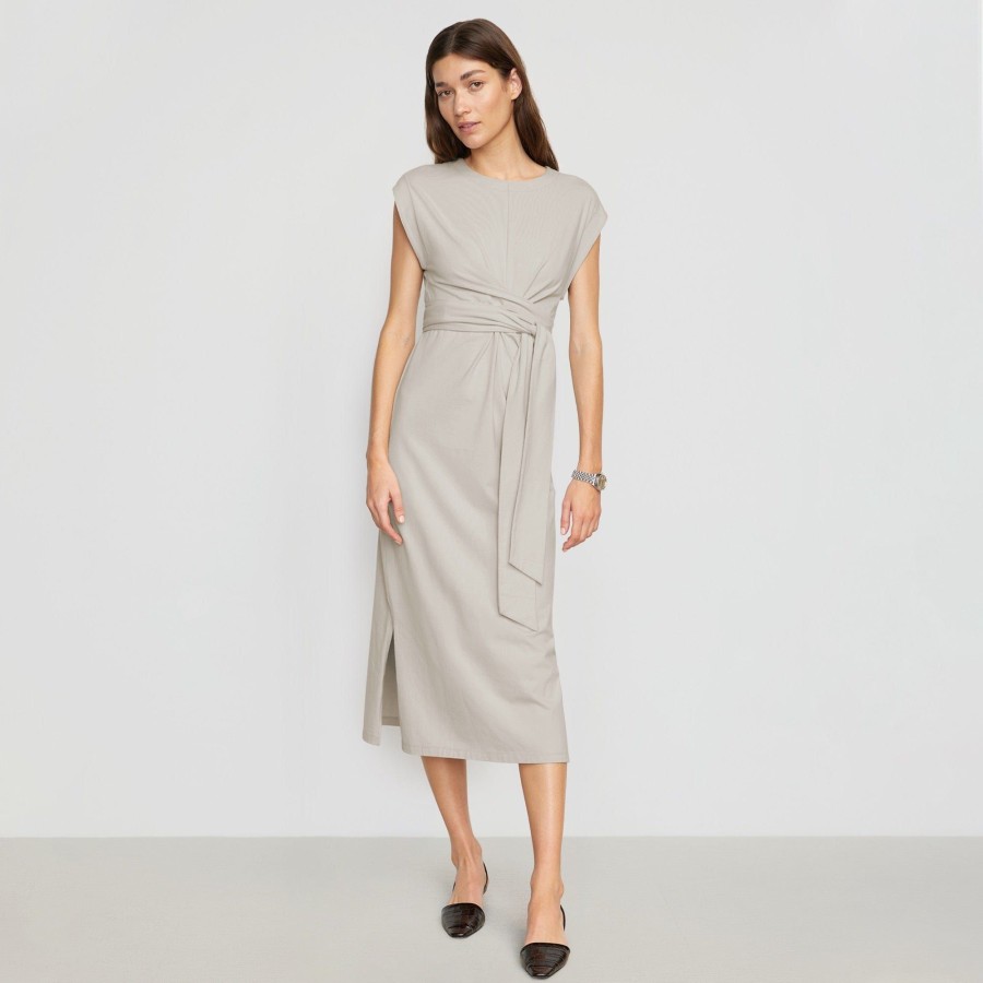 Clothing UBASE INTERNATIONAL, INC. | Fei Organic Cotton Tie-Front Midi Dress