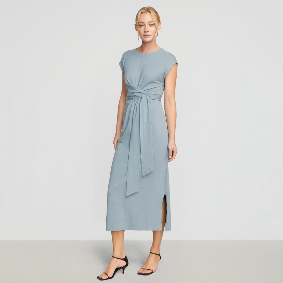 Clothing UBASE INTERNATIONAL, INC. | Fei Organic Cotton Tie-Front Midi Dress