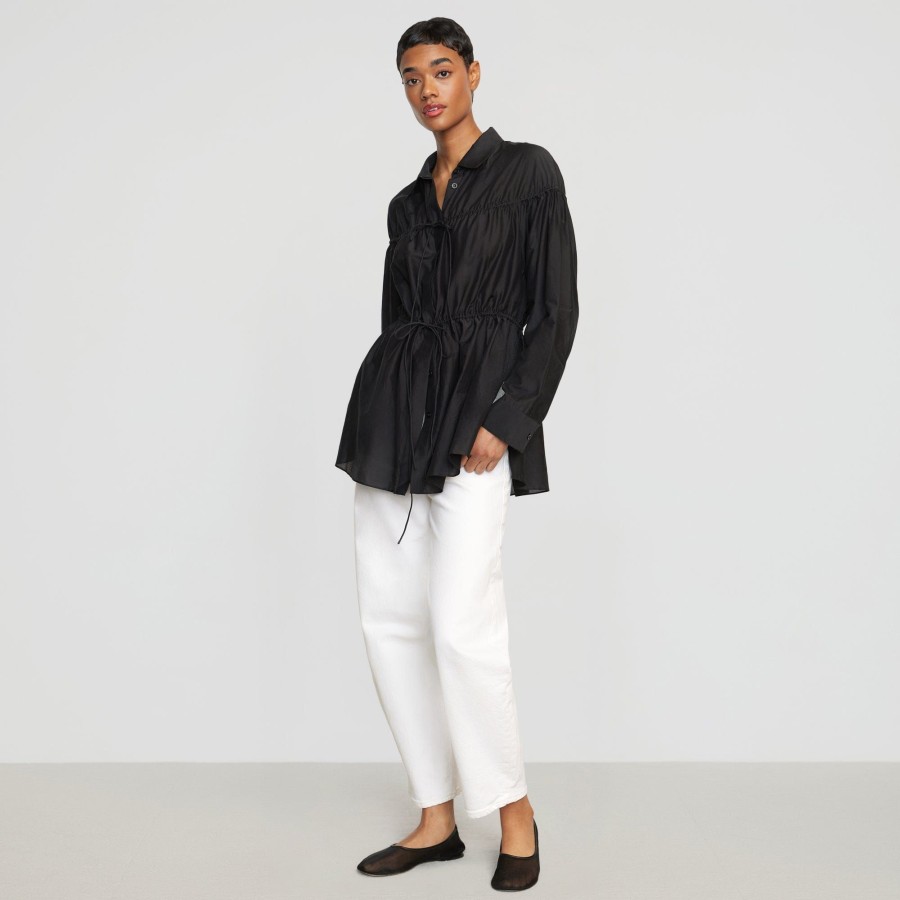 Clothing Fashion Apparels | Kia Tie-Front Cotton-Silk Tunic Blouse