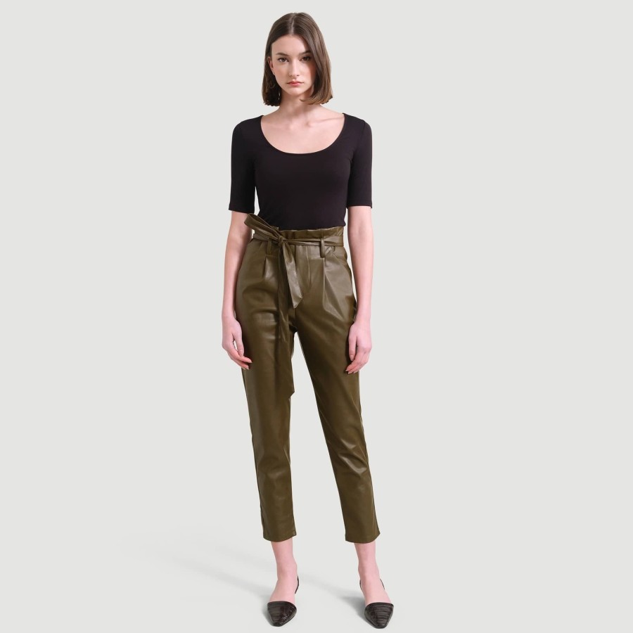 Clothing Lucy Paris | Bethany Paperbag Vegan Leather Trousers