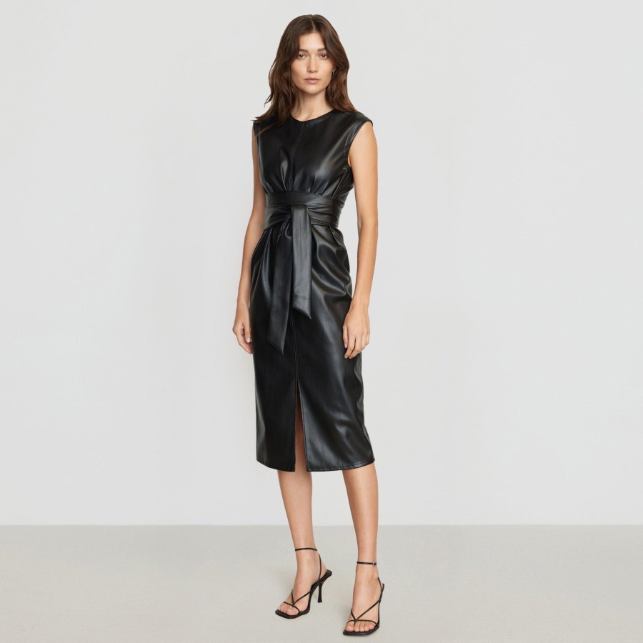 Clothing Hua Jia | Pilar Vegan Leather Tie-Front Dress