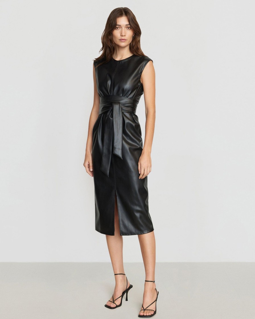 Clothing Hua Jia | Pilar Vegan Leather Tie-Front Dress