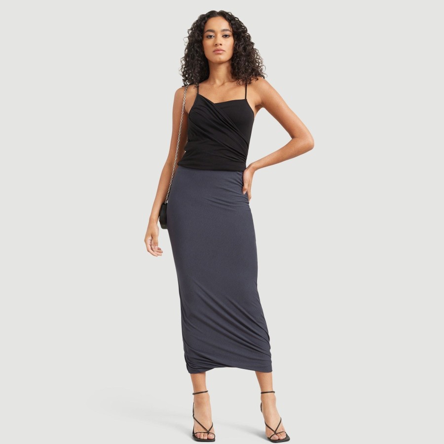 Clothing UBASE INTERNATIONAL, INC. | Brandi Ruched Midi Skirt