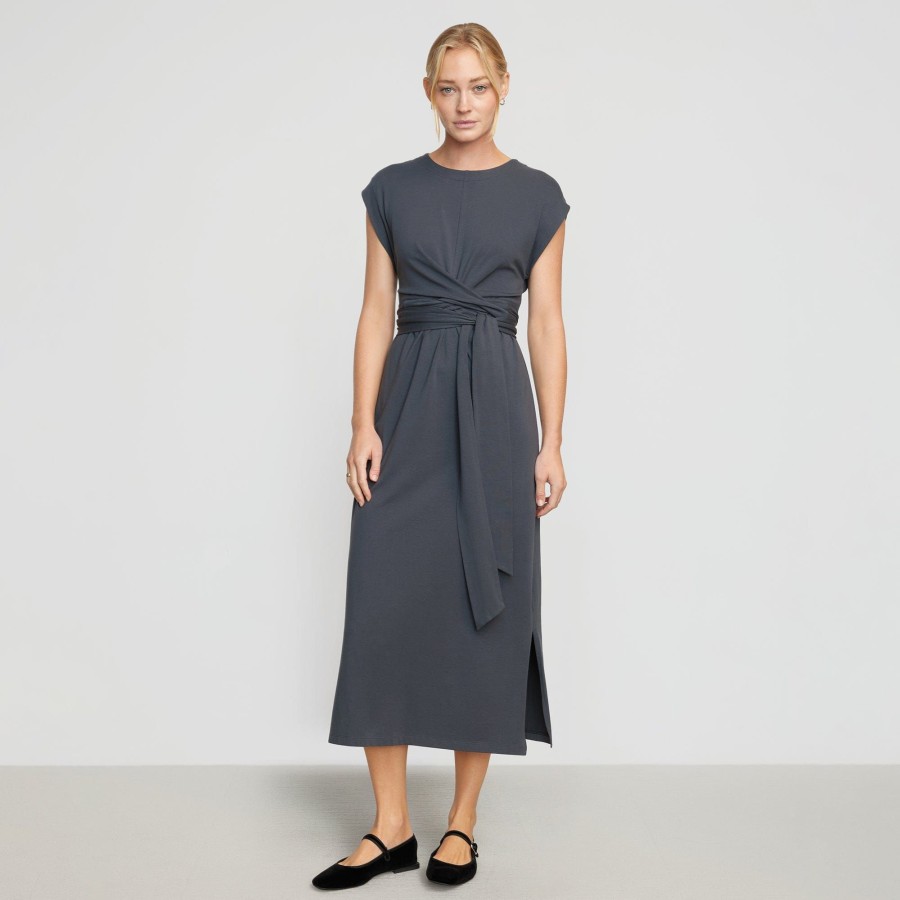 Clothing UBASE INTERNATIONAL, INC. | Fei Organic Cotton Tie-Front Midi Dress