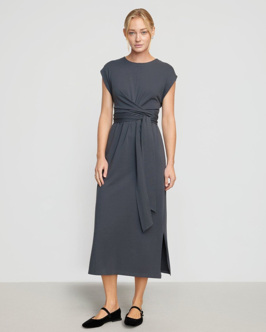 Clothing UBASE INTERNATIONAL, INC. | Fei Organic Cotton Tie-Front Midi Dress