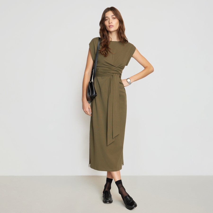 Clothing UBASE INTERNATIONAL, INC. | Fei Organic Cotton Tie-Front Midi Dress