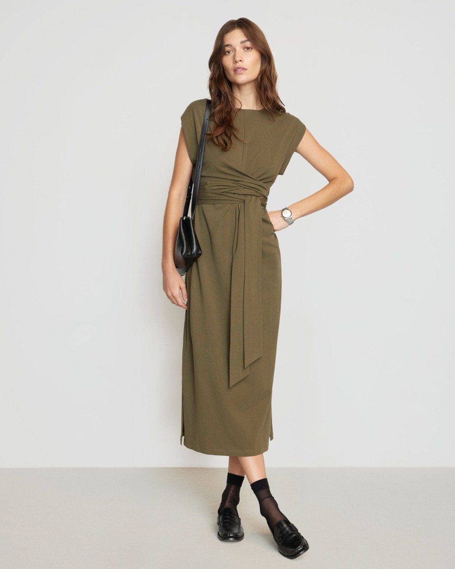 Clothing UBASE INTERNATIONAL, INC. | Fei Organic Cotton Tie-Front Midi Dress