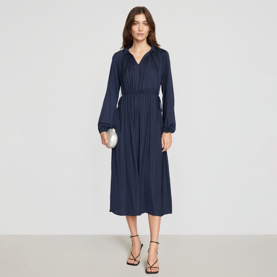 Clothing Hua Jia | Magdalena Long Sleeve Plisse Dress