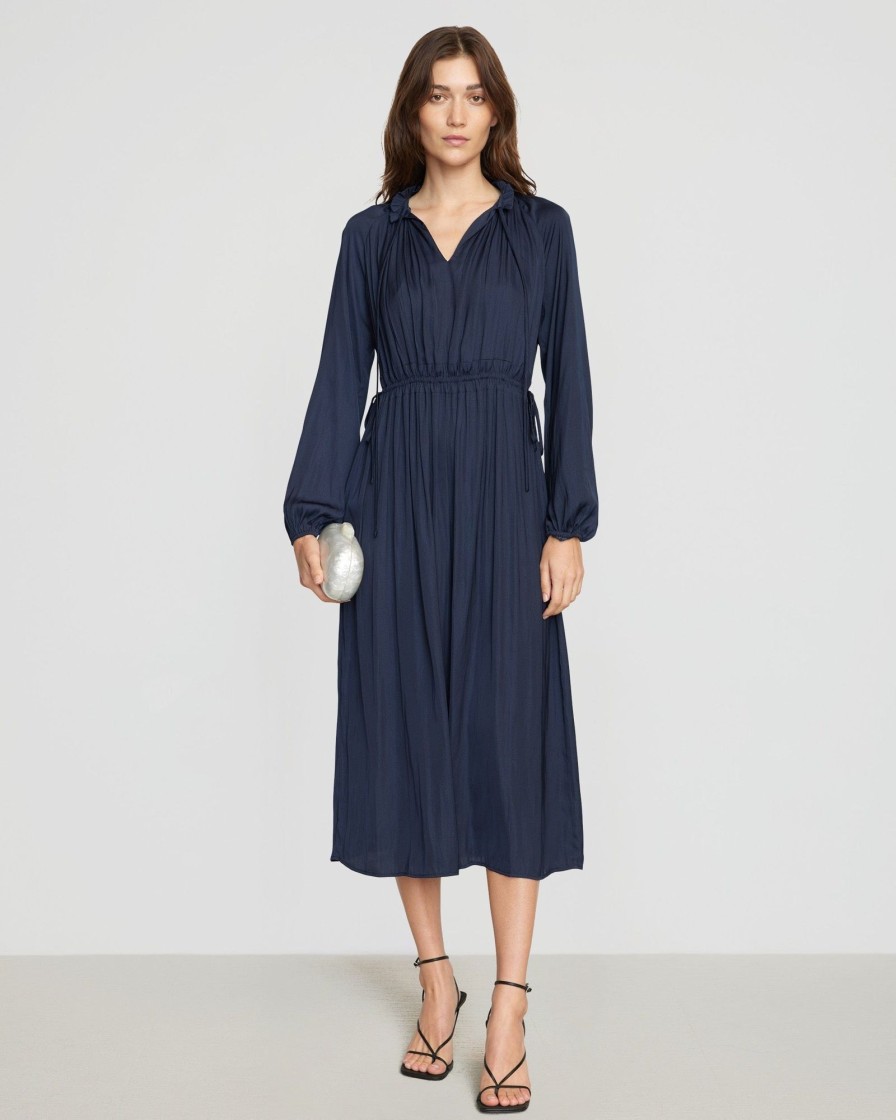 Clothing Hua Jia | Magdalena Long Sleeve Plisse Dress