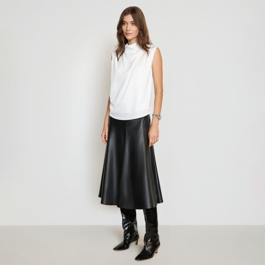 Clothing Hua Jia | Harley A-Line Vegan Leather Skirt