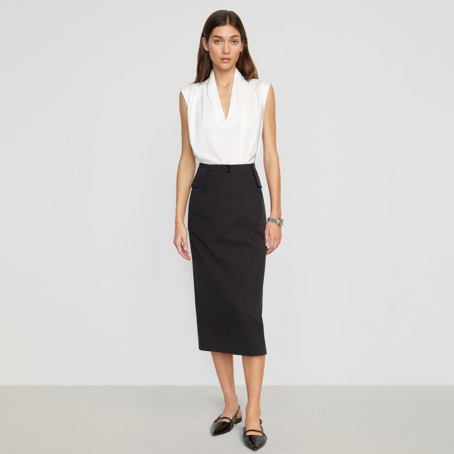 Clothing Hua Jia | Diep Front-Slit Cargo Skirt