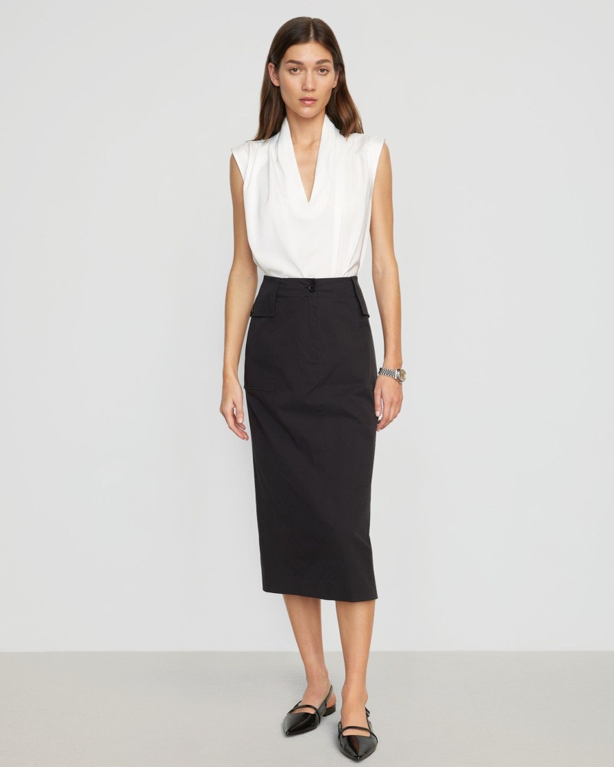 Clothing Hua Jia | Diep Front-Slit Cargo Skirt