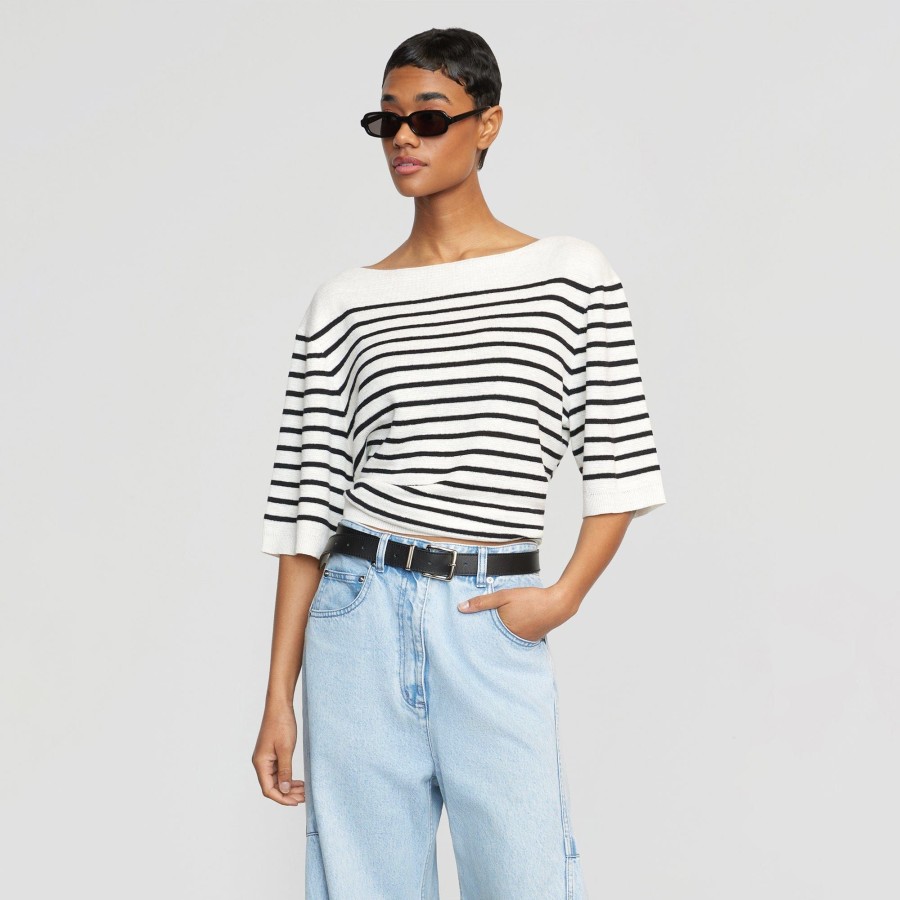 Clothing Zhenghong Textiles | Zuma Organic Linen Striped Top