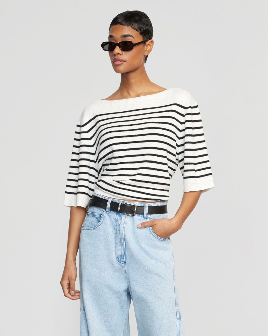 Clothing Zhenghong Textiles | Zuma Organic Linen Striped Top