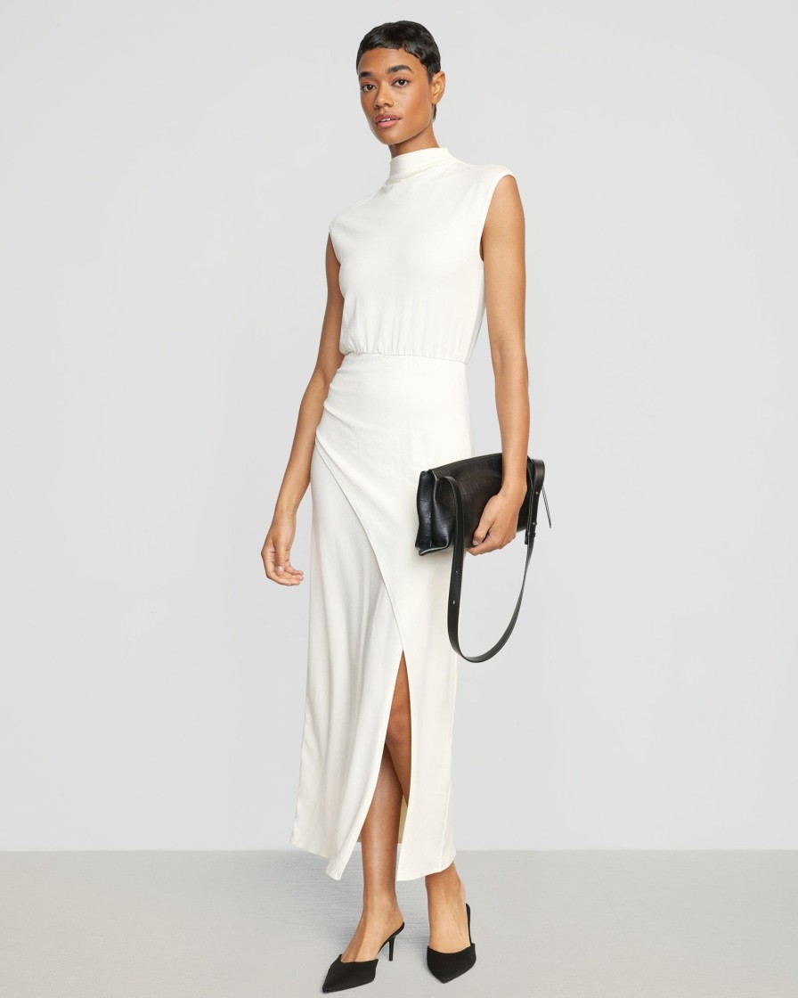 Clothing No Less Than | Yimei Mock-Neck Side-Slit Dress