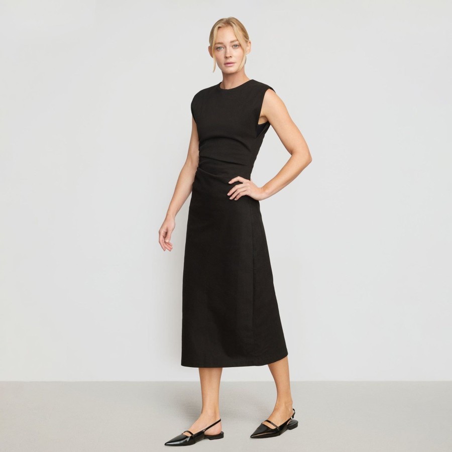 Clothing Hua Jia | Iman Cotton Twill Split-Hem Dress