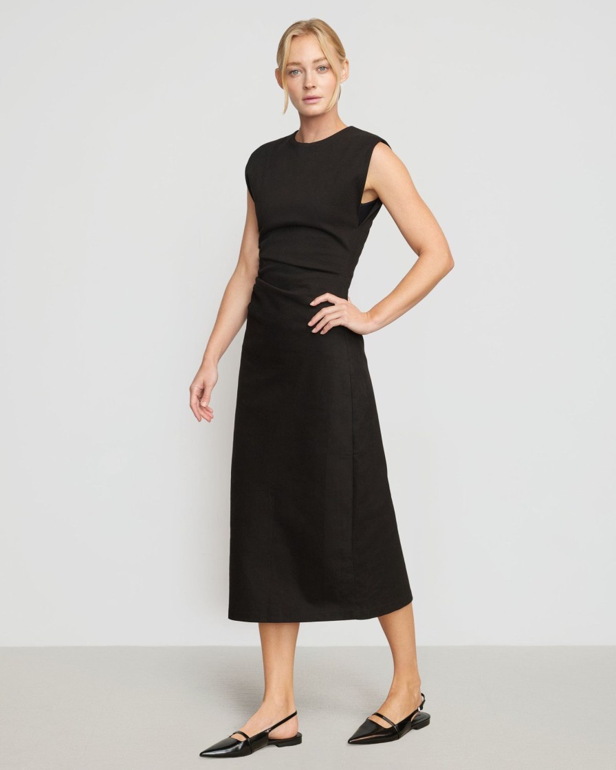 Clothing Hua Jia | Iman Cotton Twill Split-Hem Dress