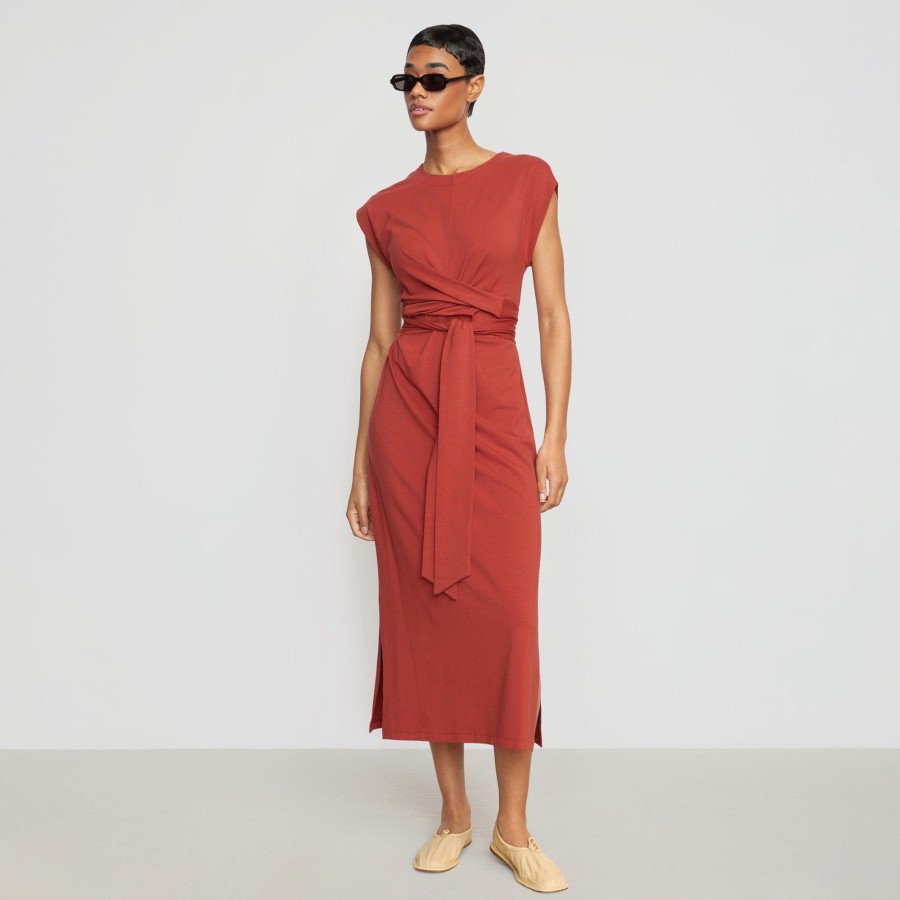 Clothing UBASE INTERNATIONAL, INC. | Fei Organic Cotton Tie-Front Midi Dress