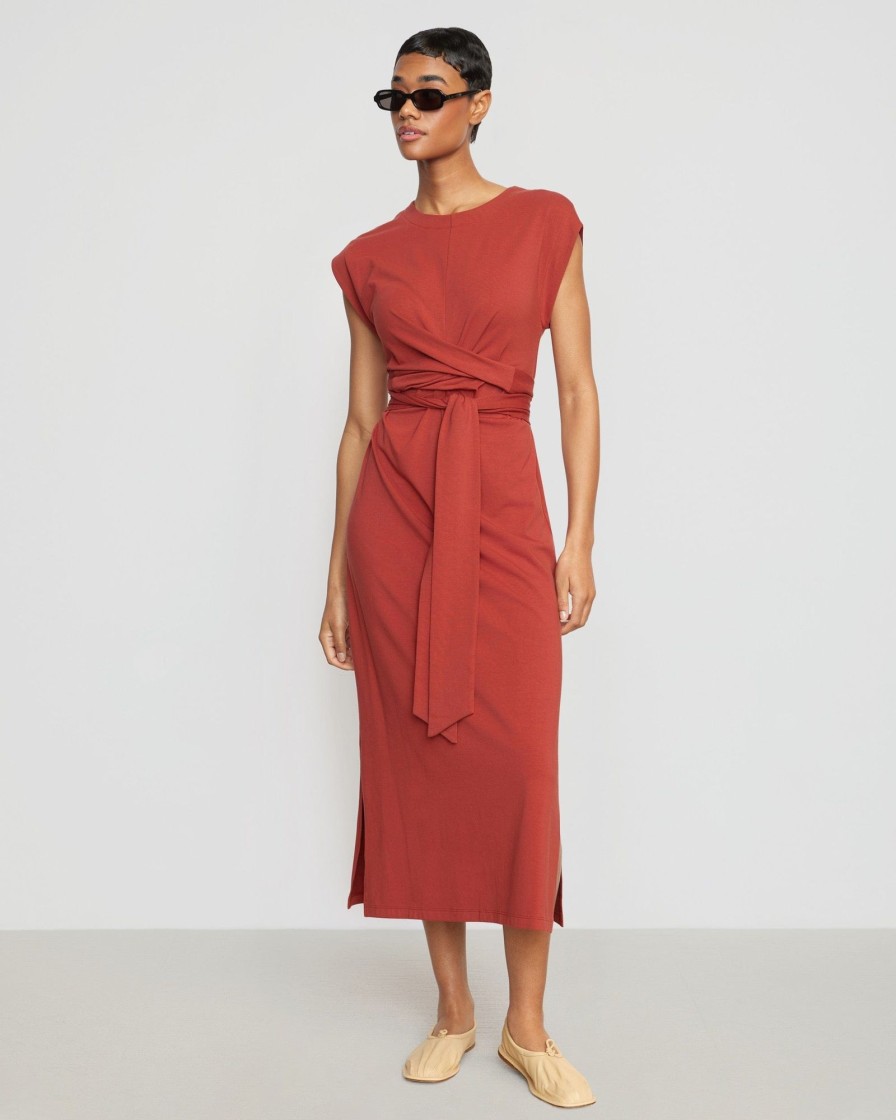 Clothing UBASE INTERNATIONAL, INC. | Fei Organic Cotton Tie-Front Midi Dress